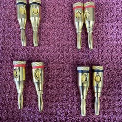 Set Of (8) Banana Plugs For Speakers, Stereos  & Subwoofers.