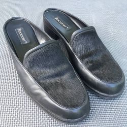 Vintage Rockport Black Dress Leather Mule Slip On Shoes Size 9