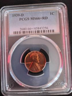 1939 d PCGS ms66+RD Lincoln cent