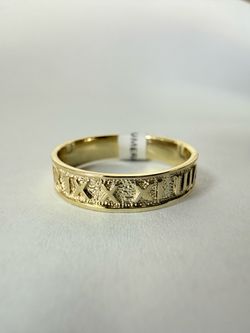 14K Gold Roman Numerals Ring
