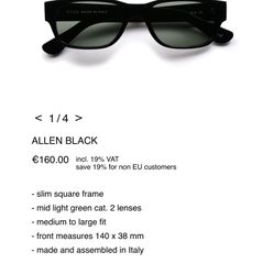 RTCO Allen Black Sunglasses - Made In Italy