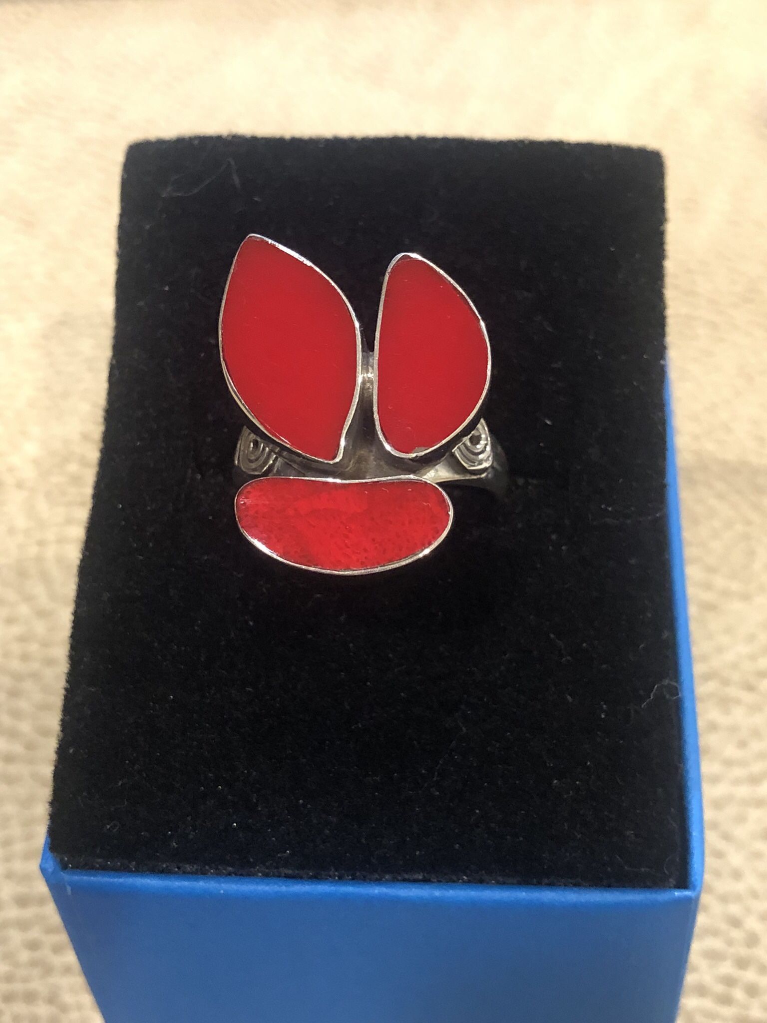 Bali Legacy Sponge Red Coral Ring