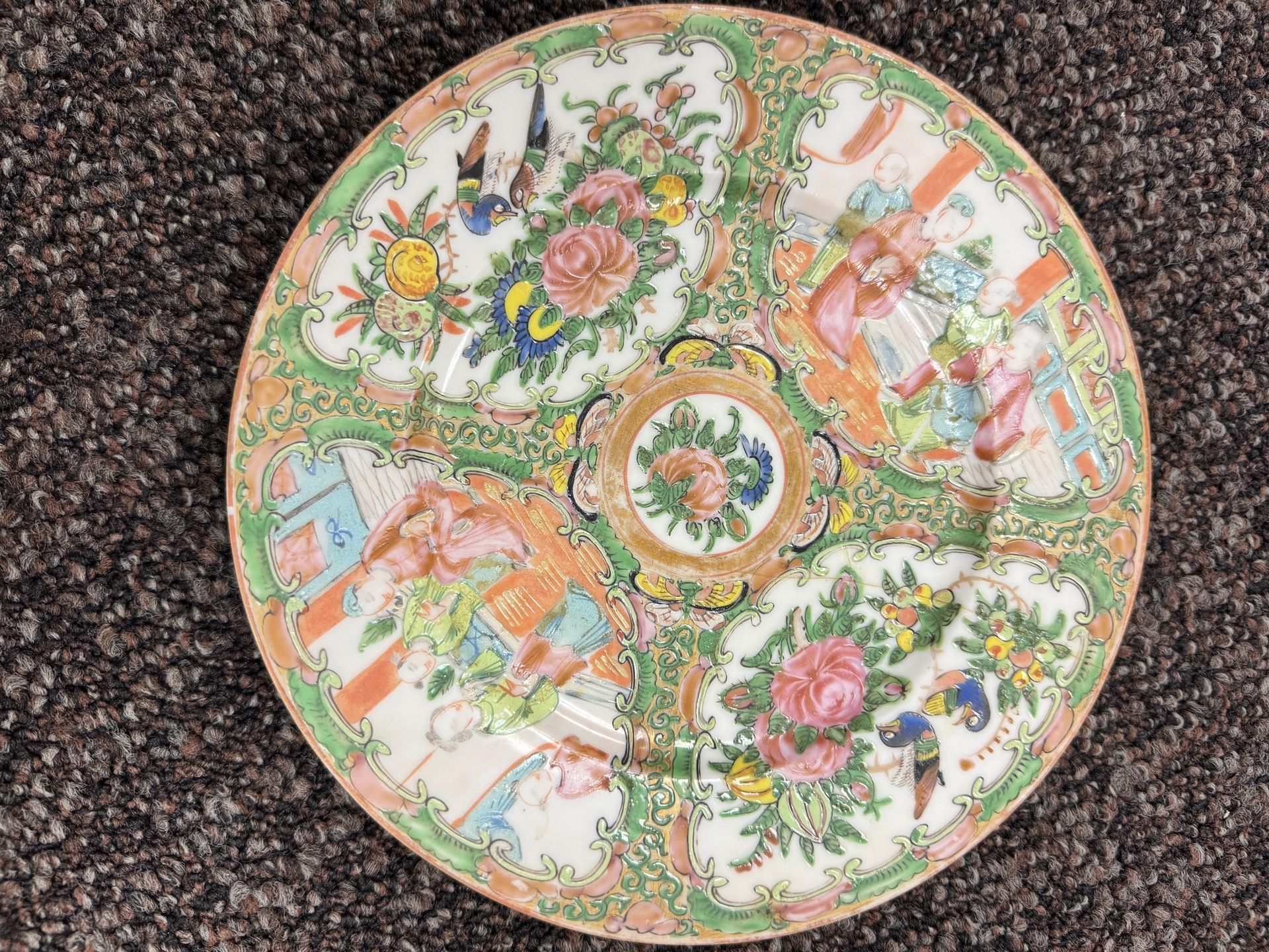 Antique Chinese export canton rose famille rose Mandarin Porcelain plate