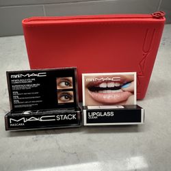 New— MAC cosmetics pouch and deluxe samples of Clear Lipglass Lip Gloss 0.24 oz