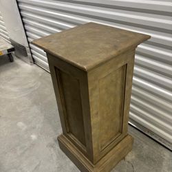 Brownish solid pedestal… 17 “ x 17” , 36” high $95 Perfect for art or plants 