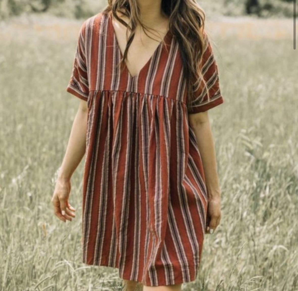 Listicle Boho Striped Print Babyboll Tunic Dress