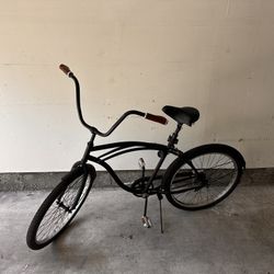 Matte Black Beach Cruiser Bike