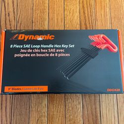 Dynamic Tools 8-piece SAE Hex Key Set with 9-inch Long Loop Handles