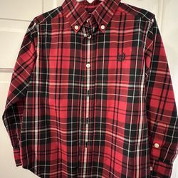 Boys Red Plaid Shirt, Size 4/4T