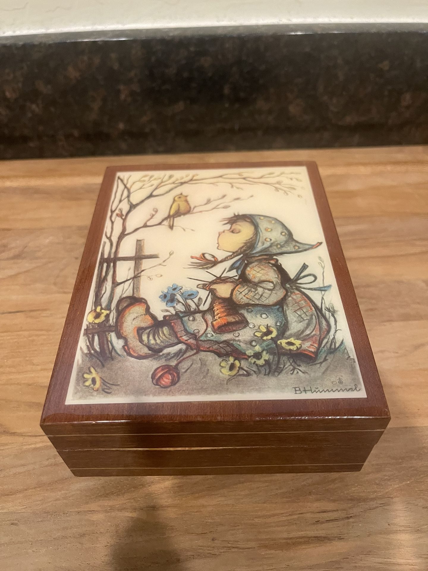 M. J. Hummel Wooden Music Box “impossible dream