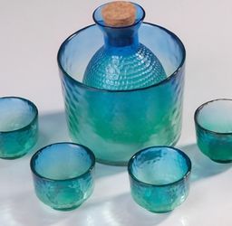 Jarra Y tazas De Cristal Martillado