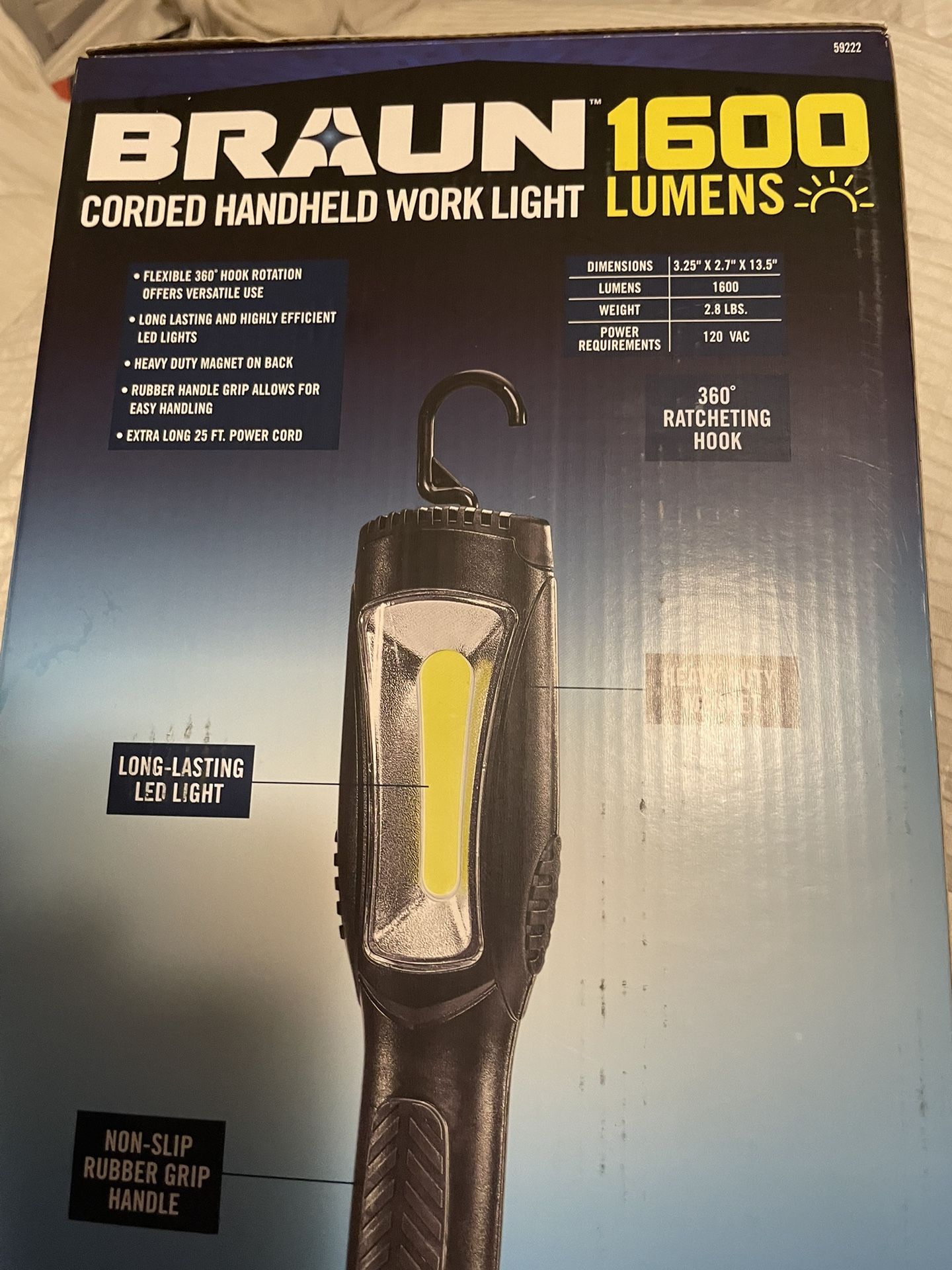 Braun 1600 Lumen Corded Handheld Work Light