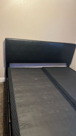Black Faux Leather Bed Frame with Headboard