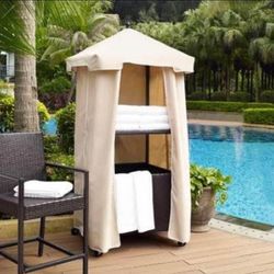 Brand new in the box Outdoor Pool Towel Valet Rack with Waterproof Cover, Poolside Towel Caddy, Mova