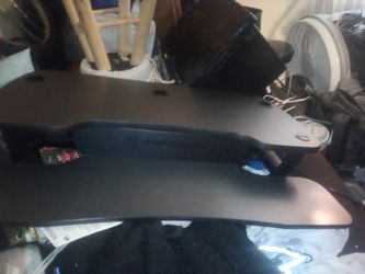 Black Monitor Stand Riser with Shelf