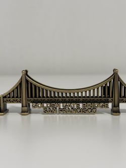 Vintage Bronze Golden Gate Bridge San Francisco Metal Magnet & Miniature Display Souvenir by SNCO