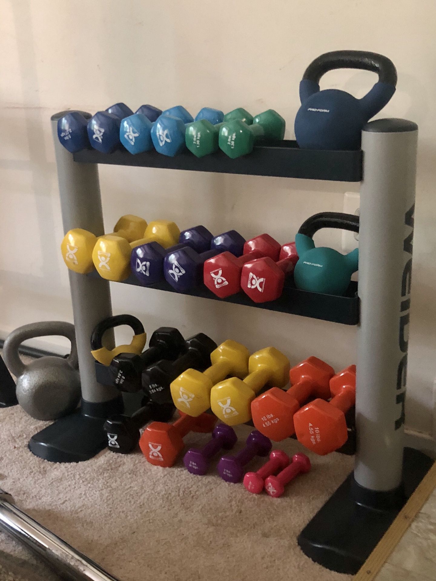 Universal Dumbbell Rack with Tiered Storage (weights NOT included)