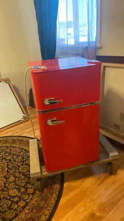 Insignia red retro mini fridge with freezer