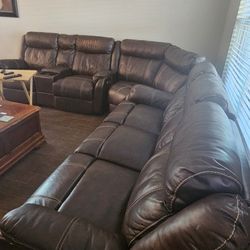 Leather Sectional With Individual Electric Recline