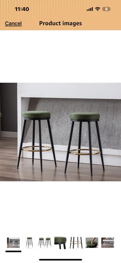 2 New Barstools Green Black Gold
