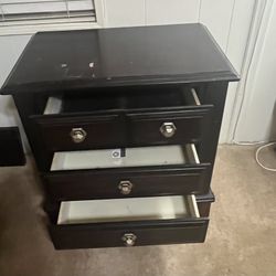 Old Wood Night Stand With Drawers 
