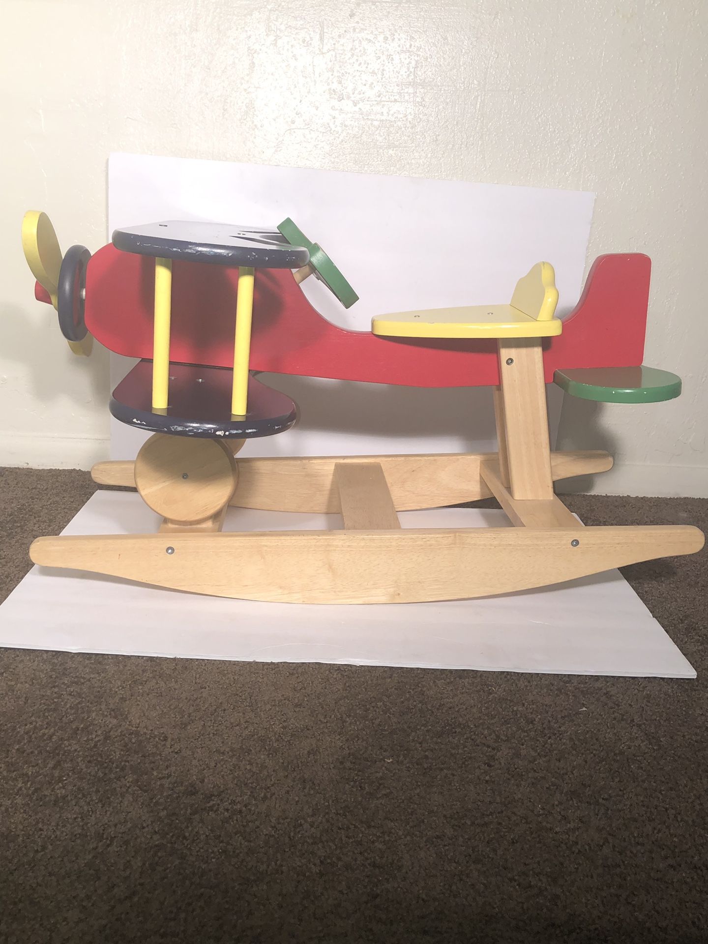 Kids Rocking Airplane (Horse) Discontinued Rare P.J. Toys Limited Edition 40/42 Rotating Propeller and Steering