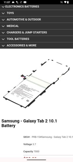 Samsung Galaxy Tab 2 10.1 Replacement Battery