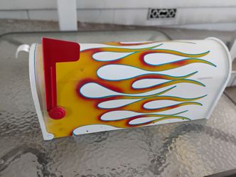 Mailbox with flames