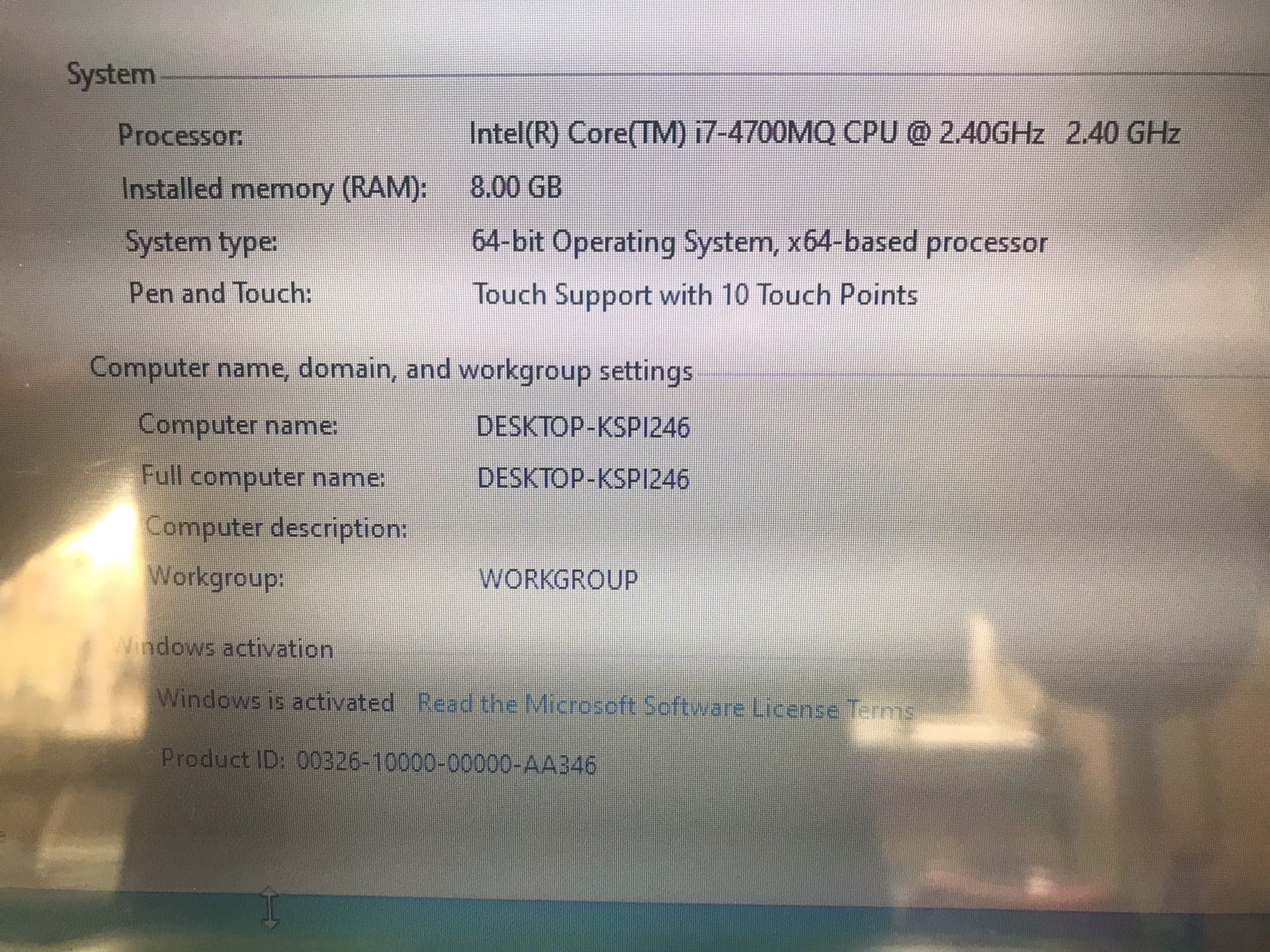 HP intel core i7 laptop
