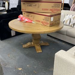 Large Round 60” Farmhouse Table On Clearance $250. As Is. Add Chairs If Needed $75 Each Fits 6. Can Deliver