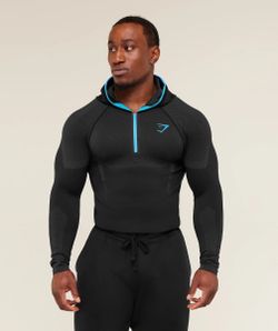 Gymshark Onyx V5 Hoodie Onyx Grey (Black/Blue) - Size S