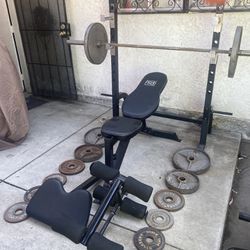 Weight Set For Sale With Rogue Bar,bench And Rack .  