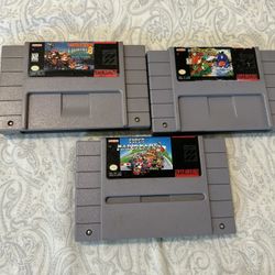 Super Nintendo Game lot Bundle Super mario kart yoshis island donkey kong country 3 