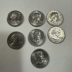 SUSAN B ANTHONY DOLLAR COINS. 1979, 1980, 1999, 