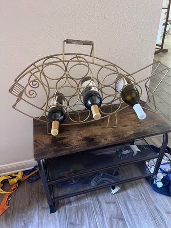 Fish wine bottle rack holder Metal ocean Beach coastal decor 24" x 18" x 6"