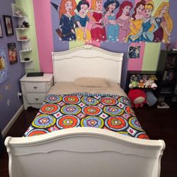 Full Size Bed Frame And Night Stand Set With Mattress
