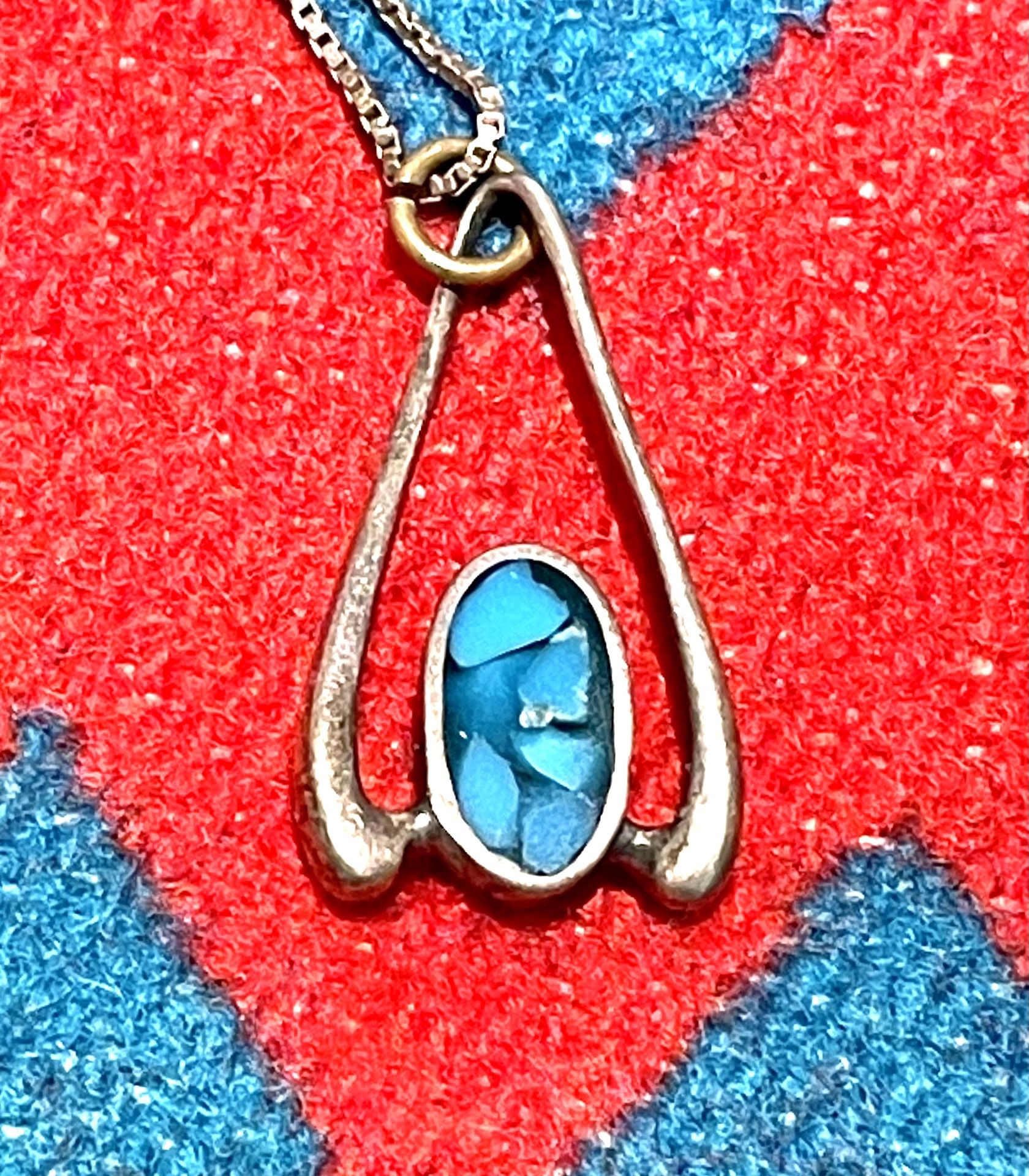 Vintage Sterling Turquoise Necklace 