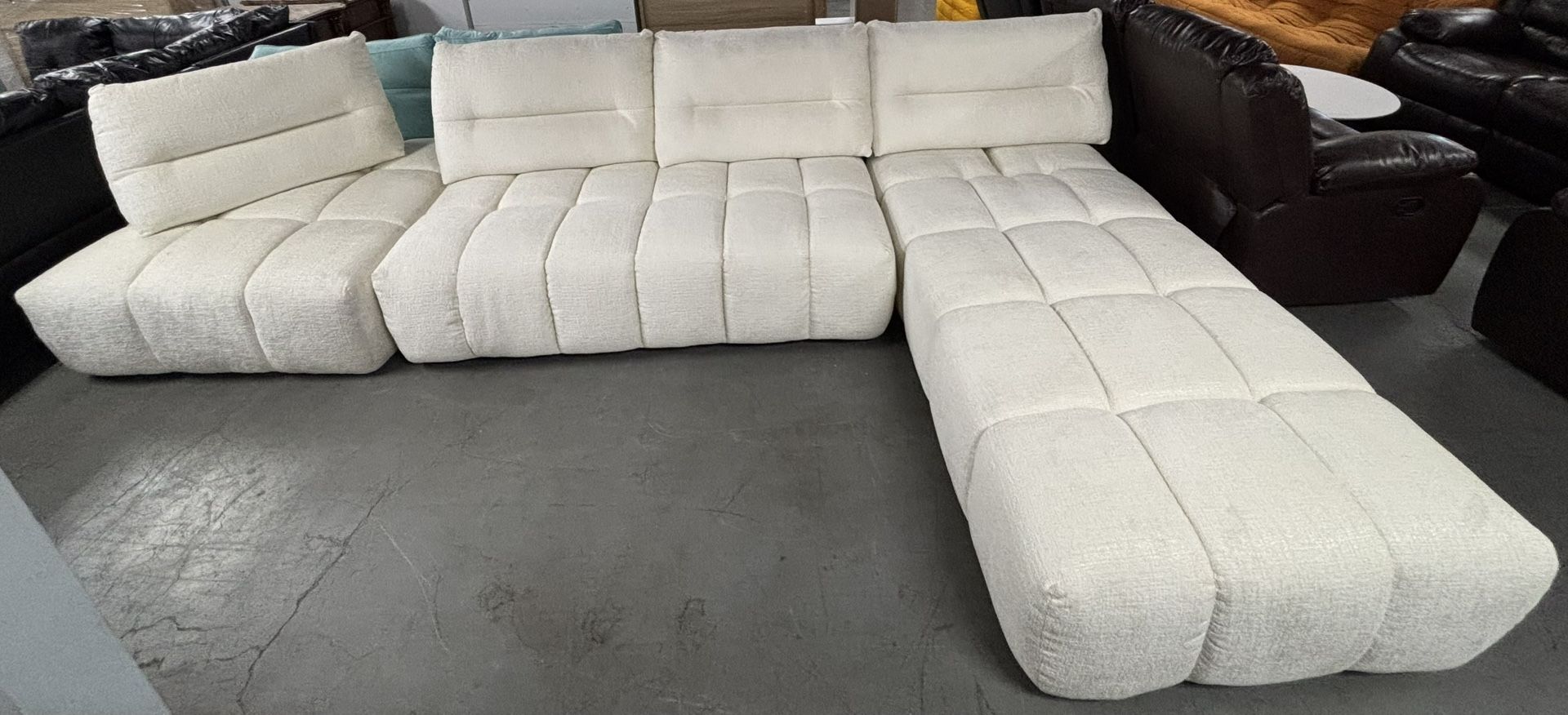 Luxurious Modular White Sectional Sofa - Fully Expandable!