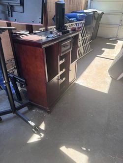 Dark Wood Sideboard Cabinet with Drawers