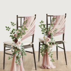 16 Mauve And Blush Chair Drapes With Roses