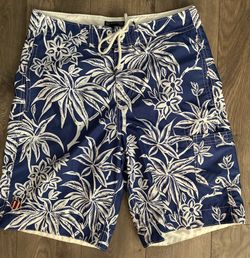 Polo Ralph Lauren Floral Swim Trunks Small Mens Hawaiian Lined Board Shorts Surf