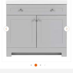 Glacier Bay Everdean 36 in. Single Sink Pearl Gray Bath Vanity with White Cultured Marble Top (Assembled)