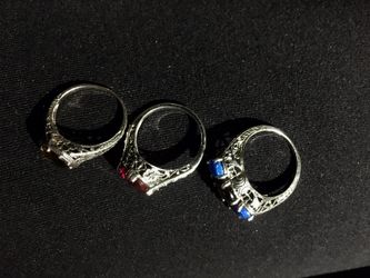 3 beautifully intricate silver rings sz 6