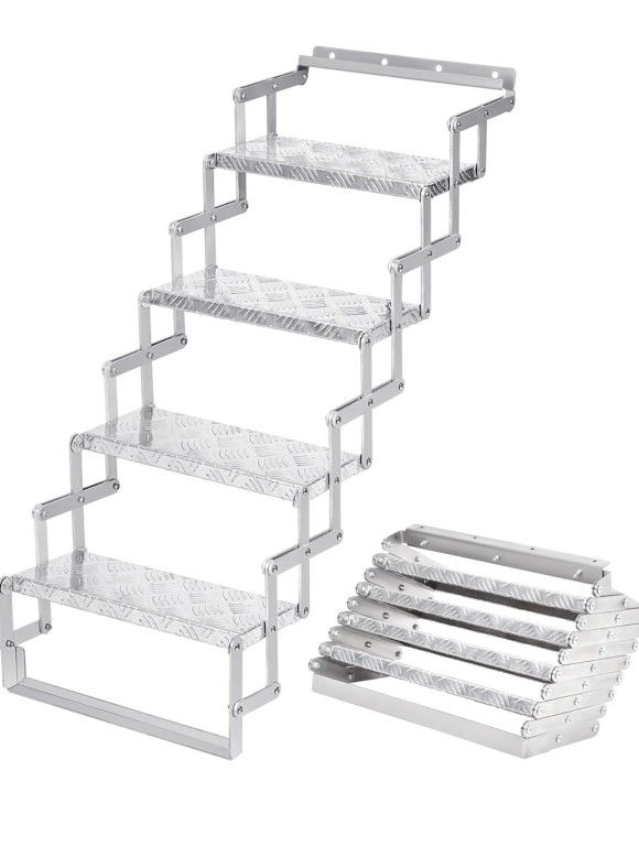 Aluminum RV Scissors Folding Stairs 4 Step Brand New