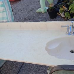 Wheelchair kids sizedouble bathroom sink counter top with faucets measures 73.5 in long x 22 in deep with a 5 in high back splash