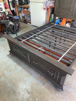 Bed frame set drawer/ Drawer wood black