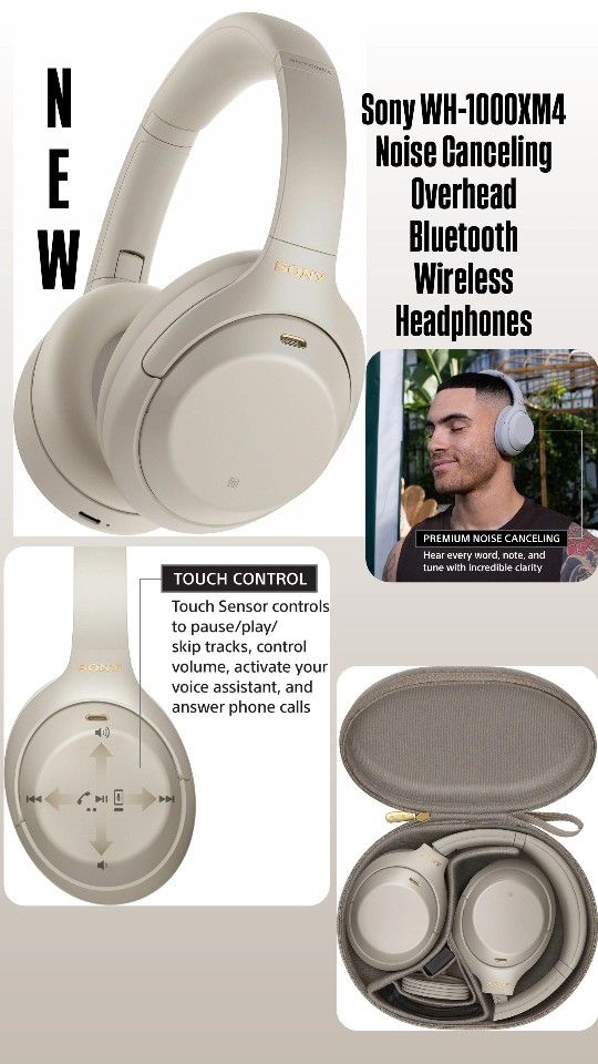 Sony WH-1000XM4 Wireless Noise-Cancelling Over-the-Ear Headphones - Silver