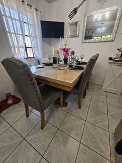 Farmhouse chic 6pc marble top dinning set