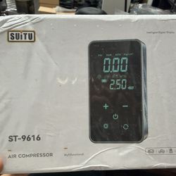 Full Touch Screen Wireless Car Inflator Pump, Portable Intelligent Digital Display Air Compressor with LED Light and Power Bank Function, Dual Screen 