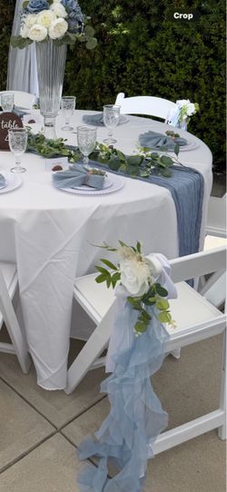 Dusty blue chair sashes